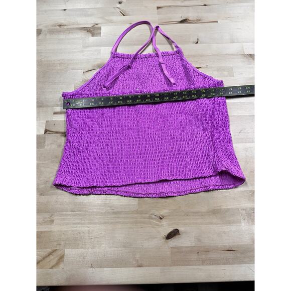 NWOT A New Day Purple Crinkle Smocked Elastic Halter Cropped Tank Top Size 2XL - Picture 7 of 8